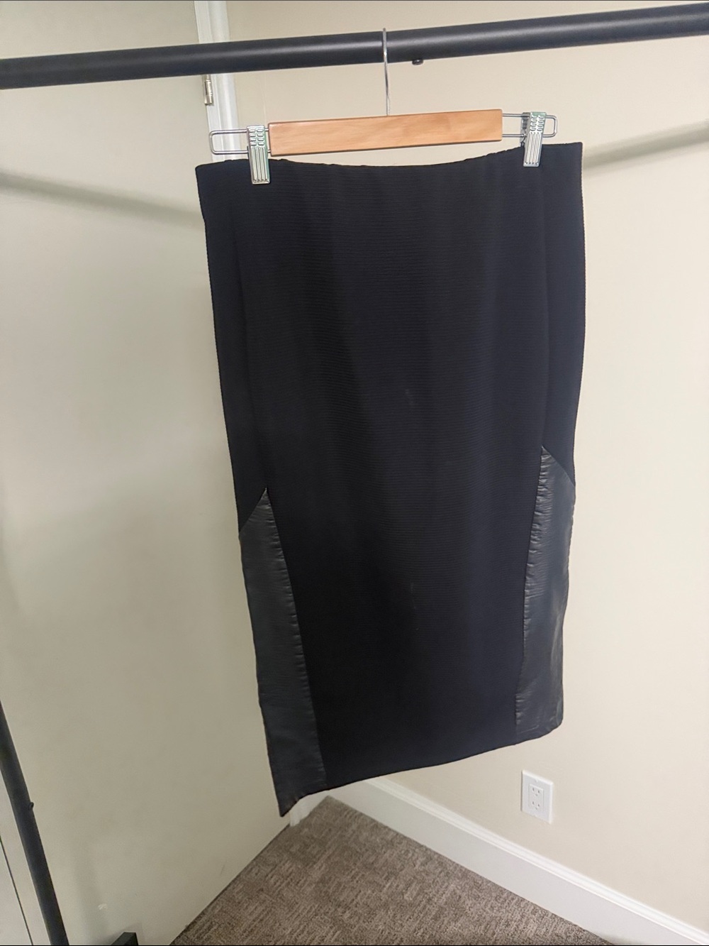 Mossimo Supply Co. Black Pencil Skirt with Faux Leather Panels
